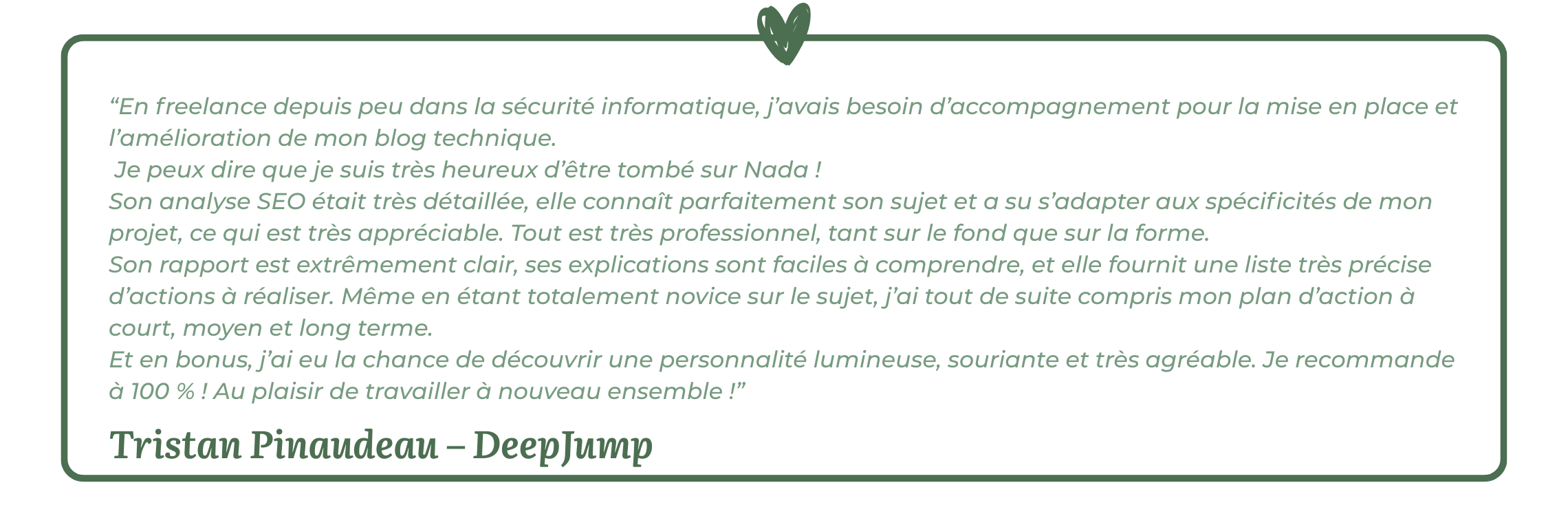 Avis client Deep Jump